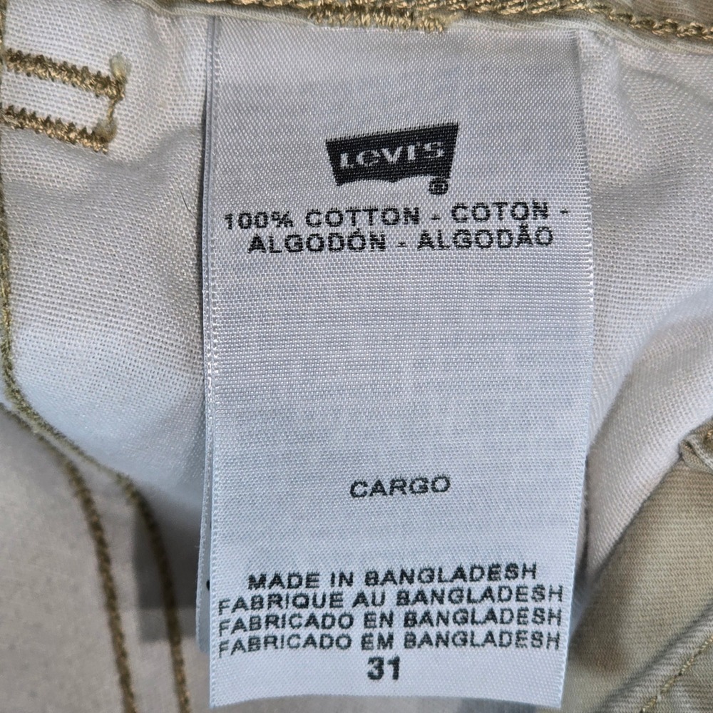 Levis Mens Cargo Shorts Khaki Tan Cotton Multi Pocket Size 31 Utility‎ Casual - Picture 12 of 16